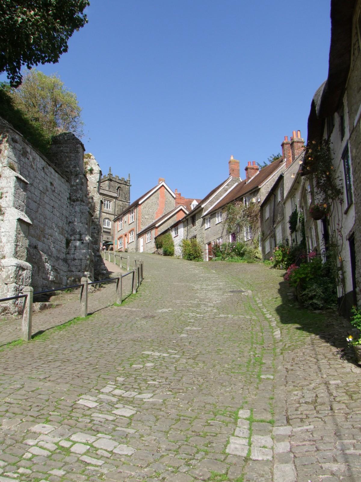 A view up famous Gold Hill in Shaftesbury by Kevin Mitchell