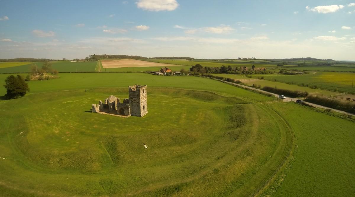 Aerial shot of Knowlton Church by Simon Wythe