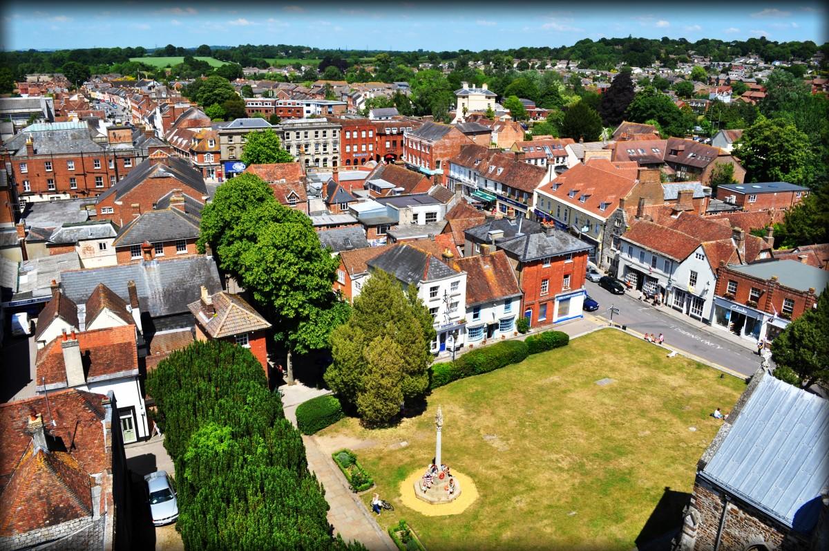 The View from Wimborne Minster's West tower on a beautiful Summers day by Darren Lovell Photograph