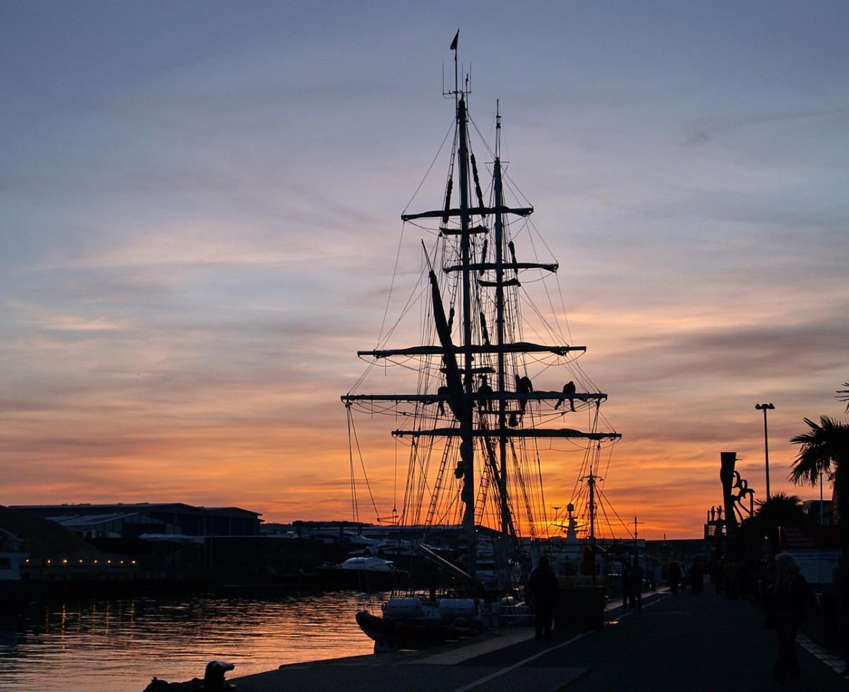 Tall Ship moored along side the Quay in Poole at sunset by Samantha Fry

 
