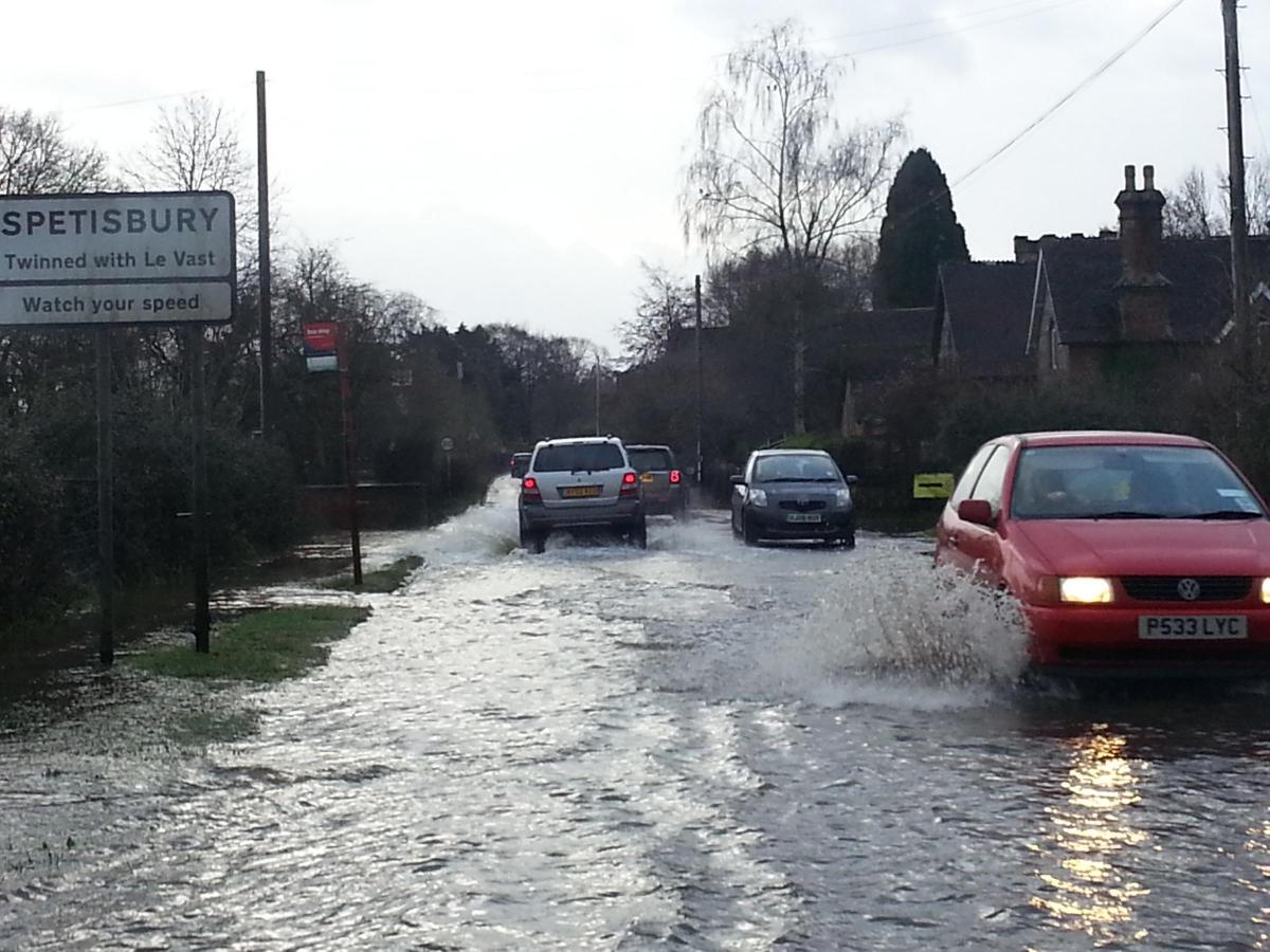 Pictures taken by Daily Echo photographers and readers after heavy rain and strong winds hit Dorset on December 23 and 24, 2013. Flooding in Spetisbury. Picture by Sarah Roberts.