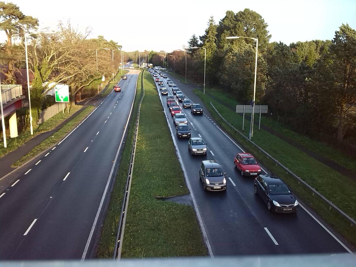 Pictures taken by Daily Echo photographers and readers after heavy rain and strong winds hit Dorset on December 23 and 24, 2013. Picture of traffic queueing on the A31 by Paul Skidmore 