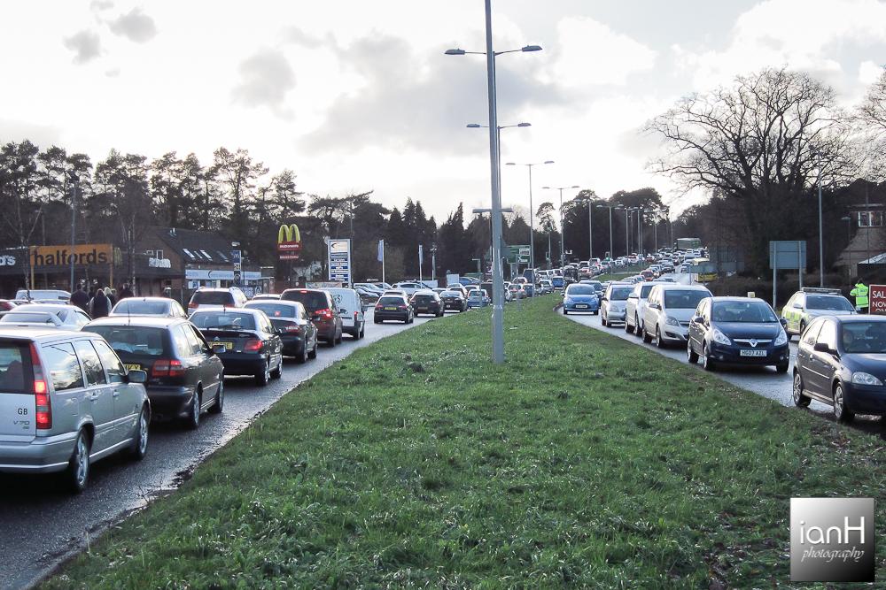Pictures taken by Daily Echo photographers and readers after heavy rain and strong winds hit Dorset on December 23 and 24, 2013. Traffic queueing on the A31 at Ferndown by Ian Hamilton