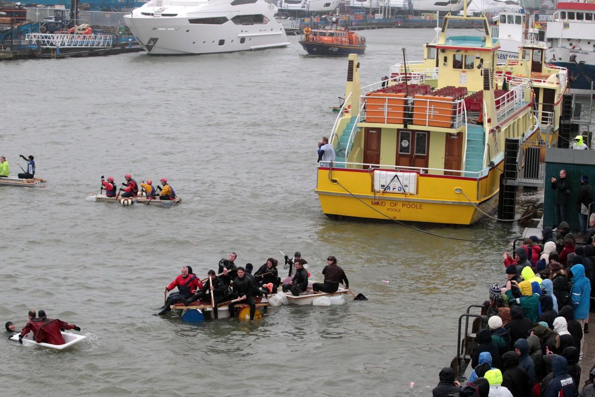 Pictures of the annual Bath Tub Race at Poole Quay on New Year's Day 2014