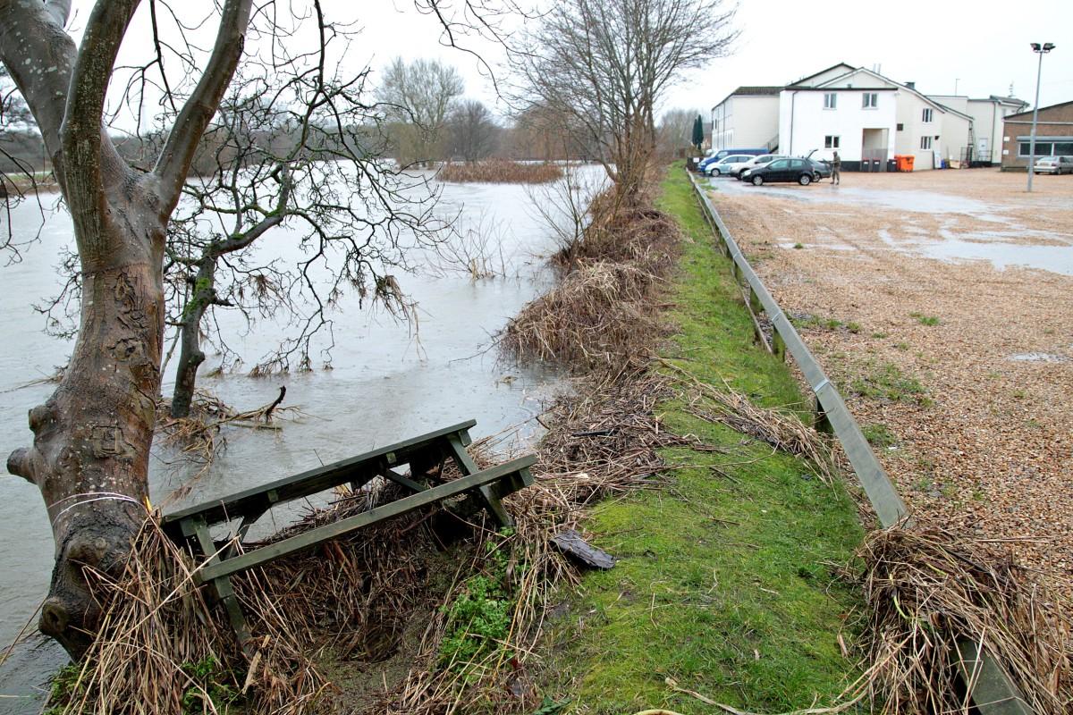 The Stour water levels are high at The Bridge House citylodge in Longham. 