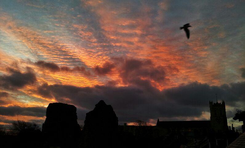 Sunrise over Castle Ruins in Christchurch by Emma Pounds