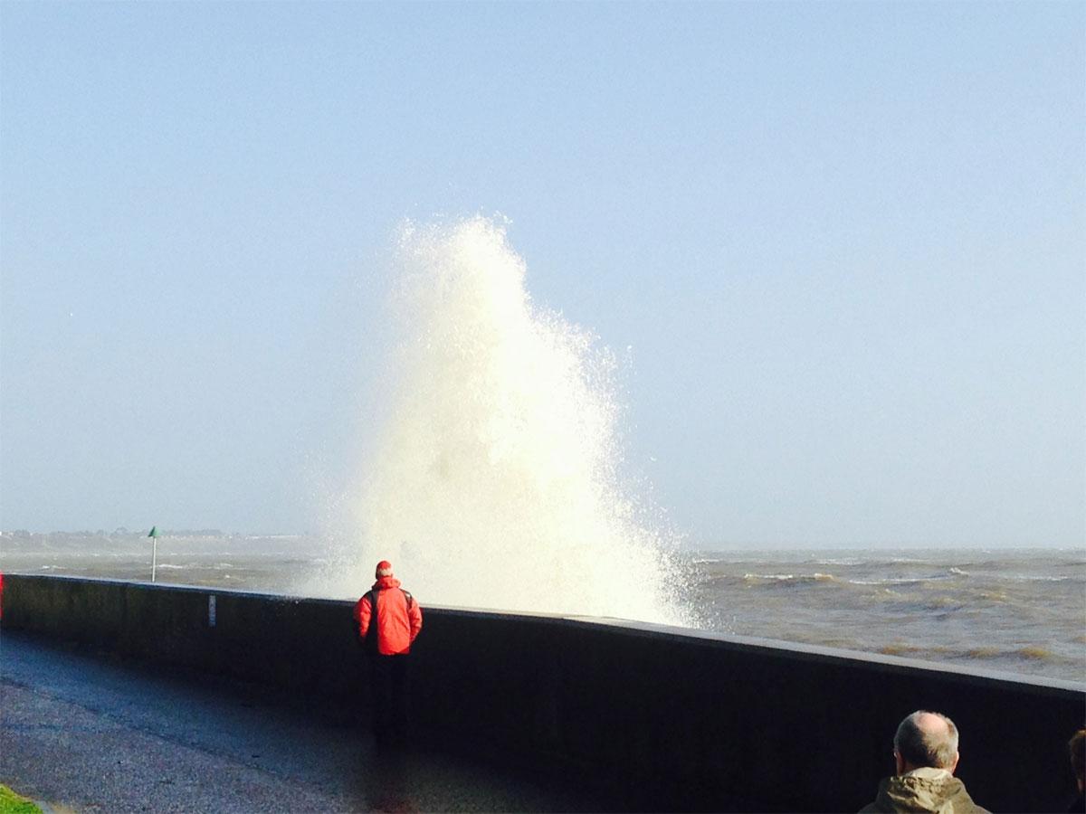 Big waves at Mudeford Quay, picture by Helen Shipton
