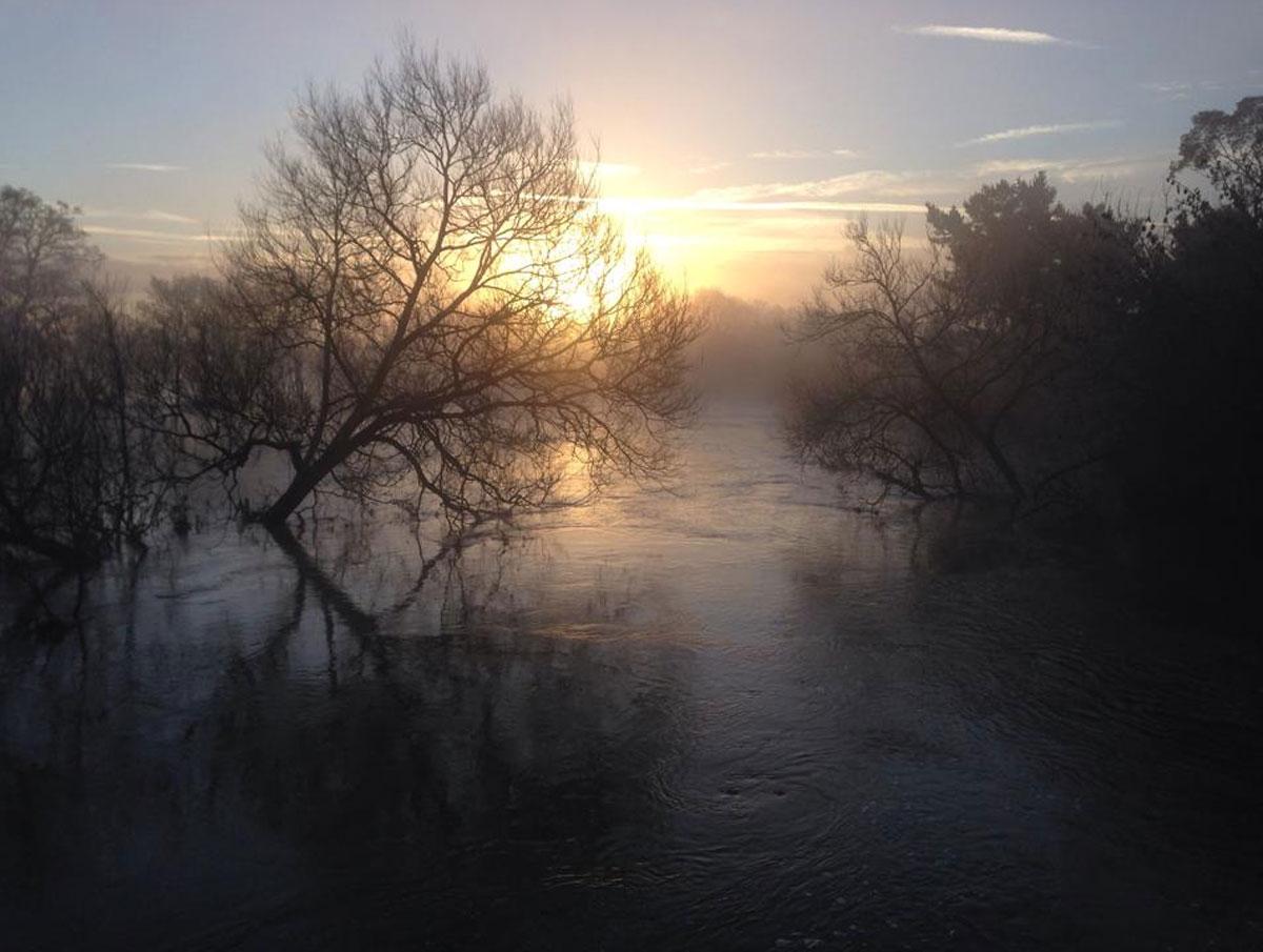 Daily Echo photographers and readers braved the stormy weather to capture these moments across Dorset. Sunrise over the flooded River Stour from the bridge at New Road, Northbourne by Karen Bourton.