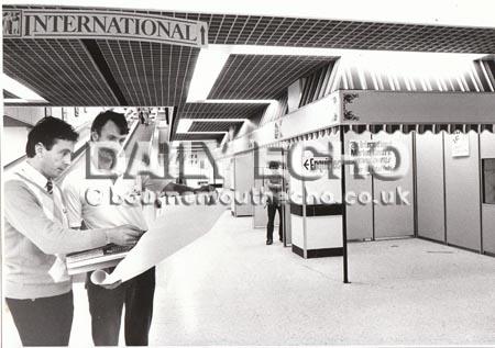In 1983 Ron Mackay, left, and Terry Ballamy discuss plans for the new International  indoor  Market Centre on the ground floor of the former Mainstop store at Richmond Gardens, Bournemouth.