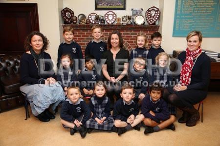  Reception children at  Dumpton School  with Teacher   Tonya Monaghan, centre, and TA's Sarah Prockter, left, and Boo Wartnaby