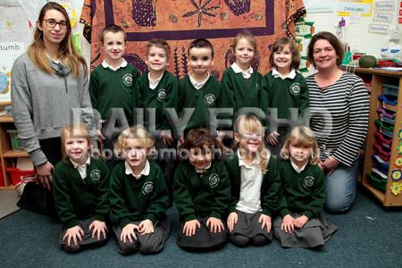 First Class at Corfe Castle CE Primary School.
Pictured are teacher Victoria Beer, left and TA Gina Gynes.