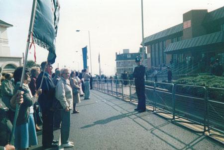 Ex-Servicemen Rally and March at the Tory Conference outside the BIC in 1986. Submitted and taken by Eric P Johnson who attended the event.
