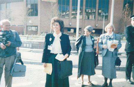 Olga Maitland met those attending the Ex-Servicemen Rally and March during the Tory Conference at the BIC in 1986. Submitted and taken by Eric P Johnson who attended the event.