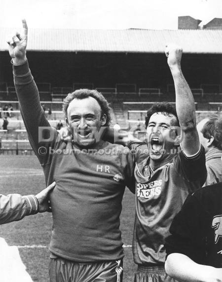 John Williams (left) and Tony Pulis celebrate their third championship win, May 1987.