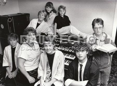 In September 1987 Kayoss, a Northbourne children's hi-tech pop group had Britain's only ultra rate electric organ, a Kawai T5 Excelsior. Only three in the world. The handmade 10 year old organ belonged to their music teacher, Mrs Julie Clemson seen in the