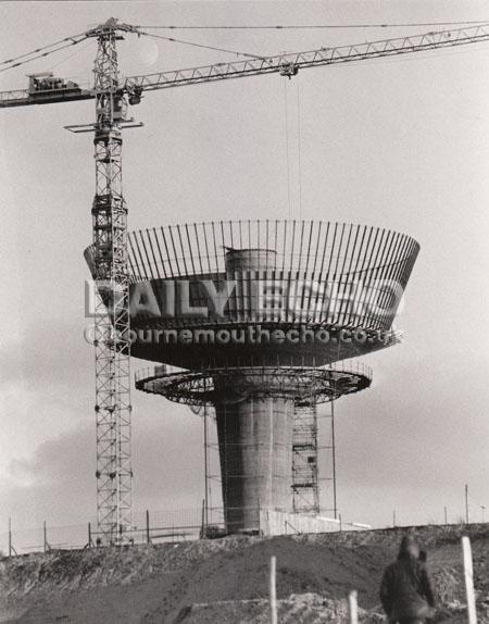 The construction of Mannings Heath water tower in January 1987. The tower would overlook the Tower Park complex in Poole.