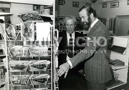 In 1984 Prince Michael of Kent flew into Bovington Camp by helicopter for a private view of the museum and new offices due to be opened the following week. Here he is shown around the shop by Lt Col George Forty. 