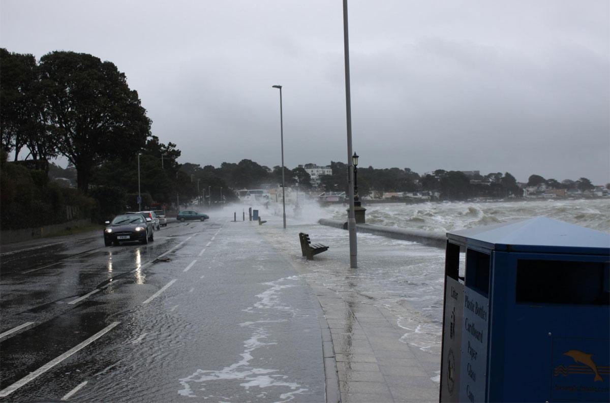 Flooding at the bottom of  Evening Hill in Sandbanks. Photo by Penny Fisher