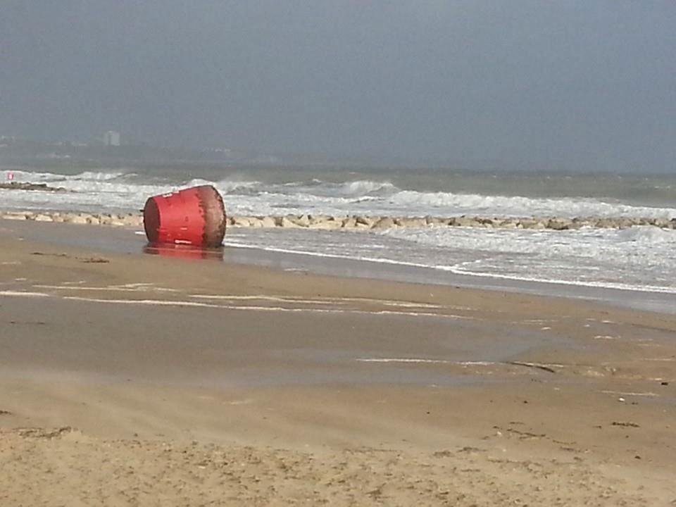 A giant bouy washed up on Sandbanks Beach. Picture sent in by Emily. 