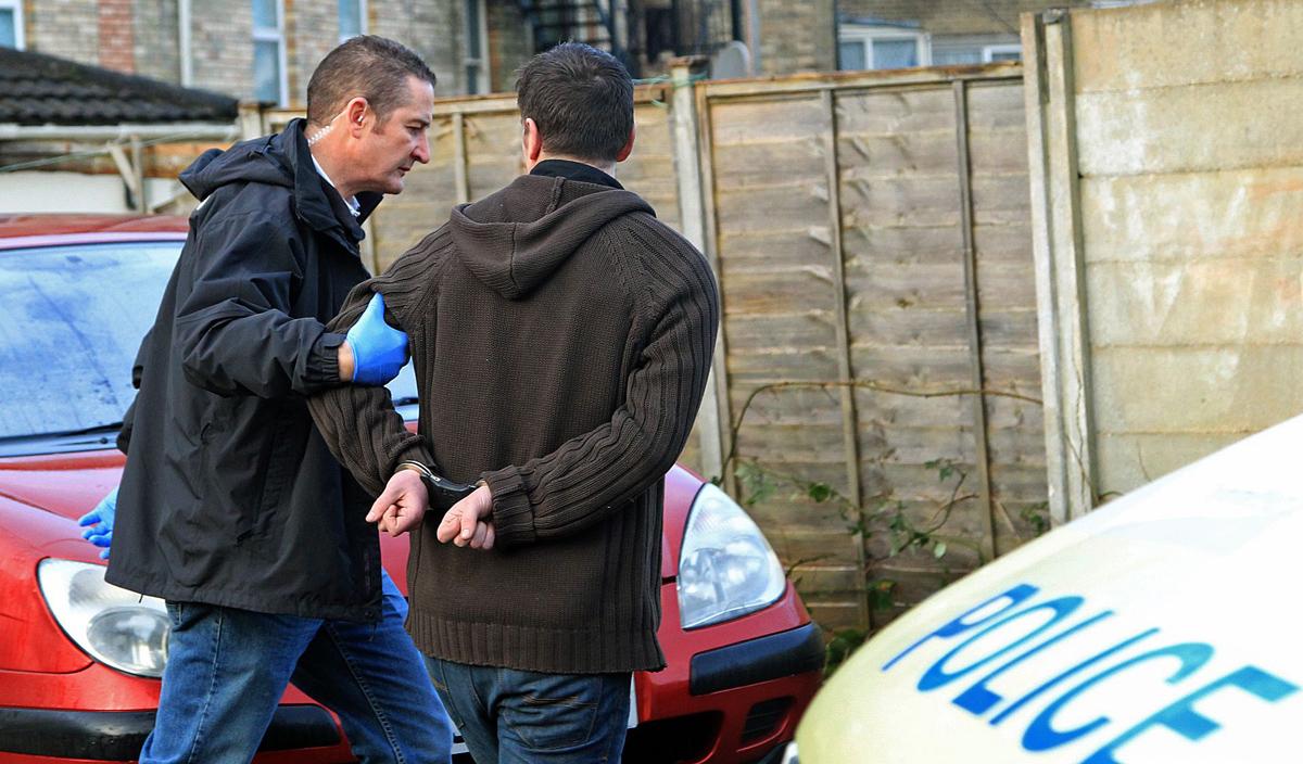 Police raid a flat in Walpole Road on February 10, 2014 as part of a crackdown on burglaries. 138 people have been arrested under Operation Castle.