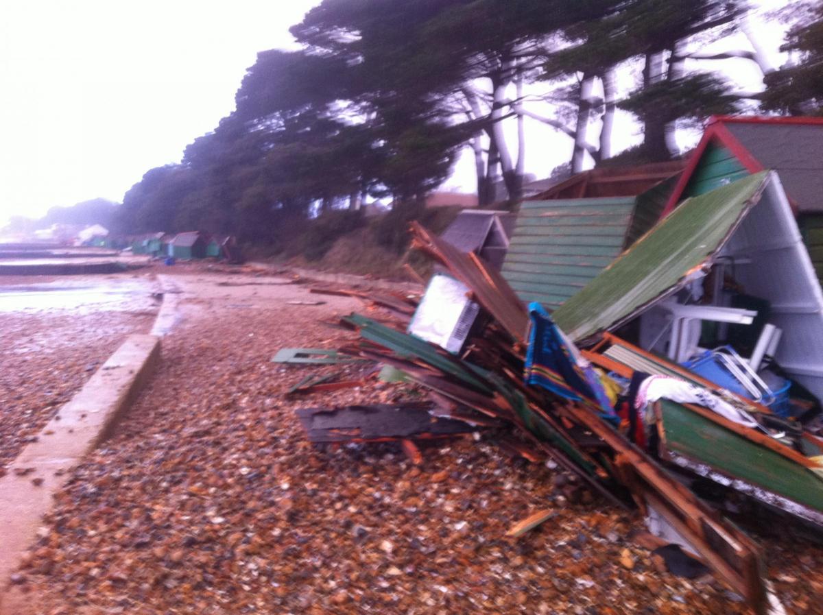 Daily Echo reader photos of the storm and damage left behind after severe weather swept through Dorset on February 14 and February 15. Picture by Chris Thompson of Avon Beach