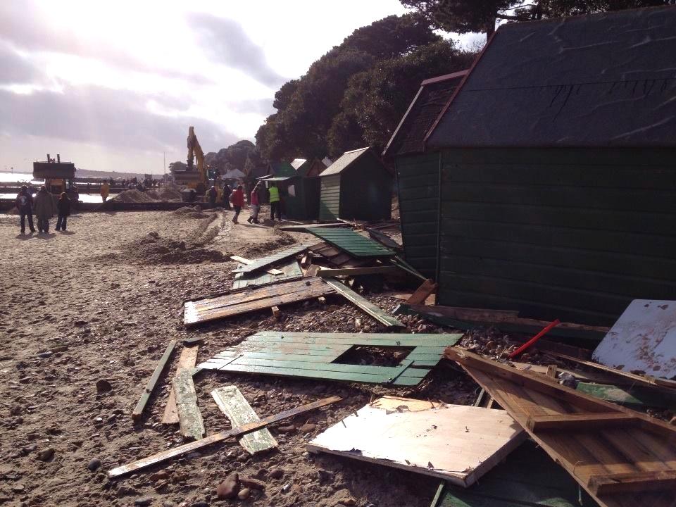 Daily Echo reader photos of the storm and damage left behind after severe weather swept through Dorset on February 14 and February 15. Picture from James Moran of the damage at Avon Beach in Christchurch