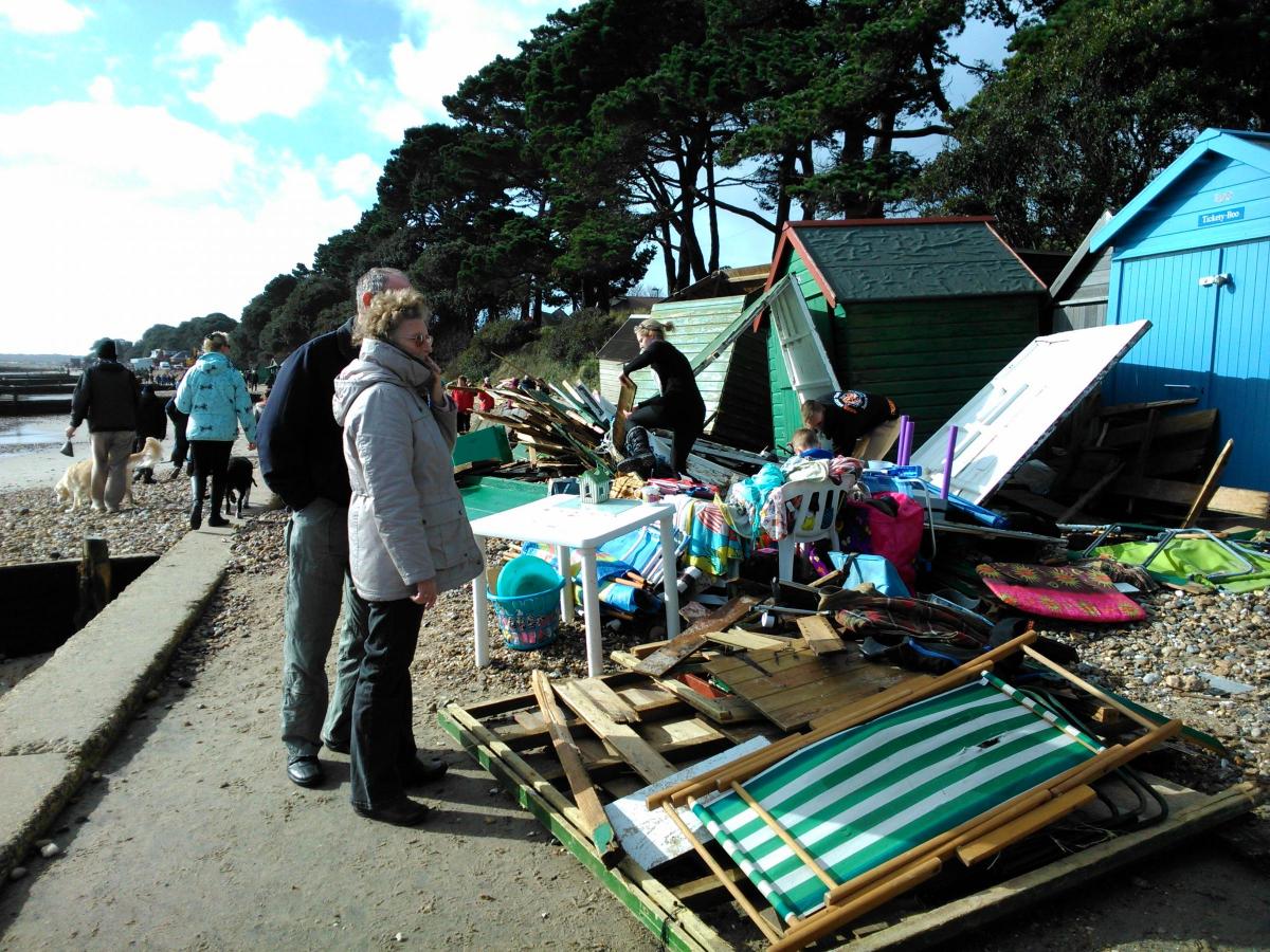 Daily Echo reader photos of the storm and damage left behind after severe weather swept through Dorset on February 14 and February 15. Picture taken by Adam Winter at Avon Beach