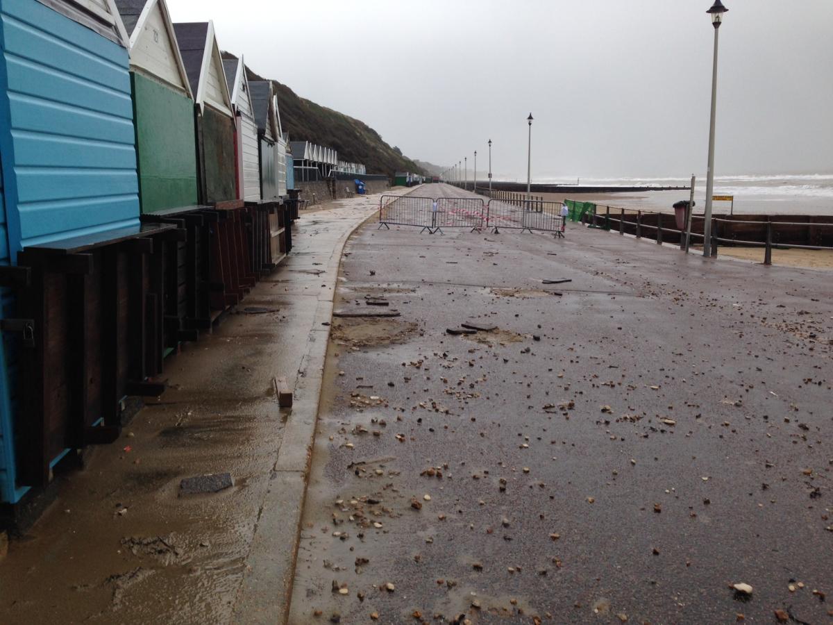 Daily Echo reader photos of the storm and damage left behind after severe weather swept through Dorset on February 14 and February 15. Picture by Kelly Fry of Boscombe beach