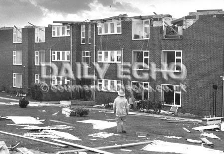 The Greystone block of flats in Highcliffe had its roof ripped clean off in the storms of 1987.