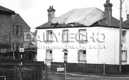 Part of the roof of a property on the corner of Ashley Road, Parkstone was damage during the storm of 1966