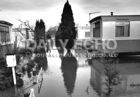Iford Caravan Park was flooded after a storm in 1990.