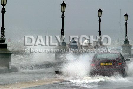 Stormy weather causes floods along  Shore Road at Sandbanks 2005