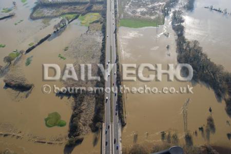  Scenes of flooding around the Bournemouth conurbatiion -  Wessex Way near Blackwater  -  pic by  Gary Ellson of Bournemouth Helicopters