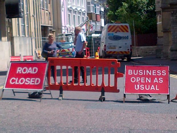 Bournemouth Echo: Albert Road, which is also closed because of a collapsed sewer