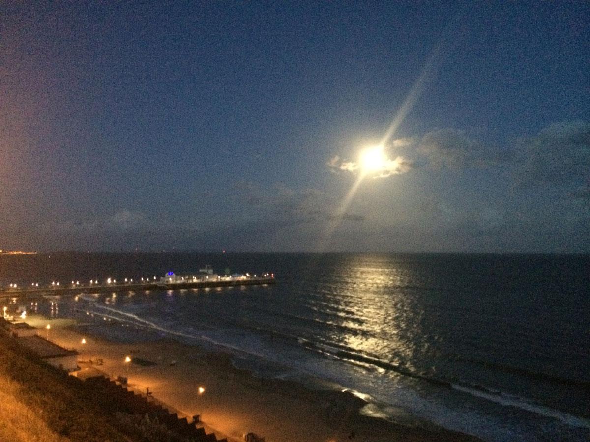 Supermoon over Bournemouth Pier, picture by Simon Horrell