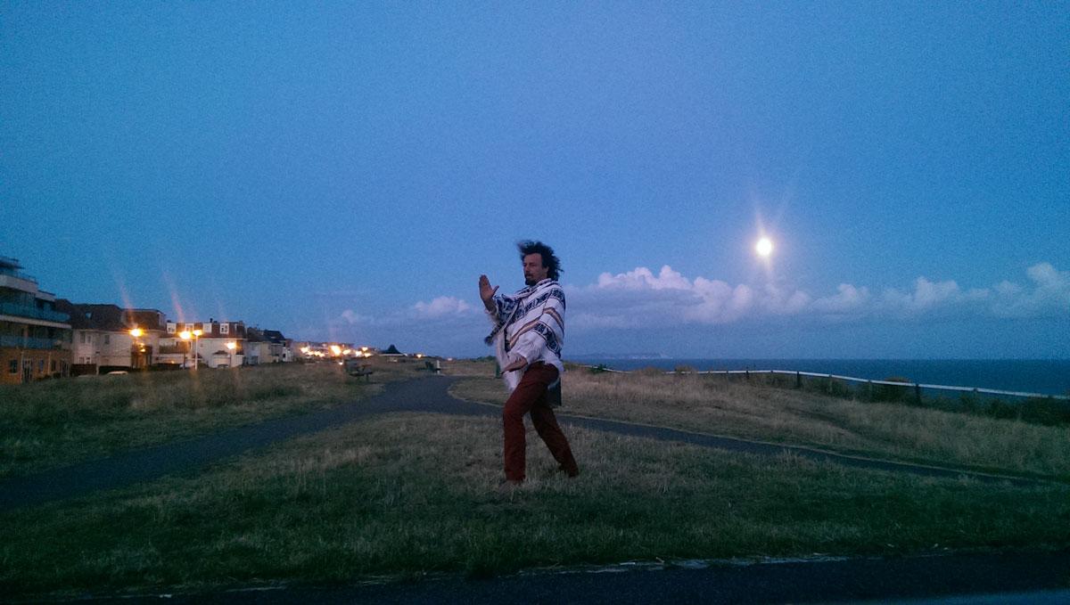 Harry Seccombe enjoys Tai Chi under the light of the supermoon. 