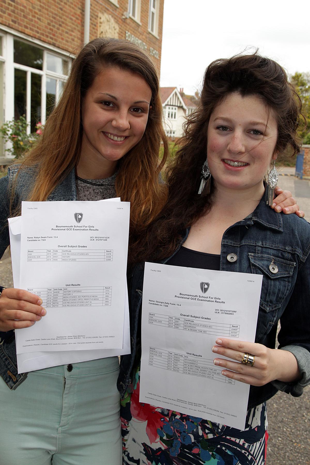 A-Level results day 2014 at Bournemouth School for Girls