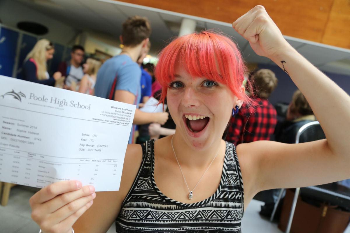A Level results day 2014 at Poole High School
