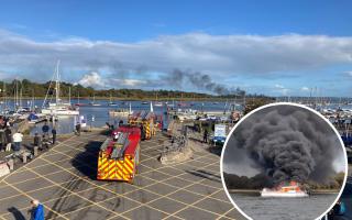 A dramatic boat fire in Lymington.