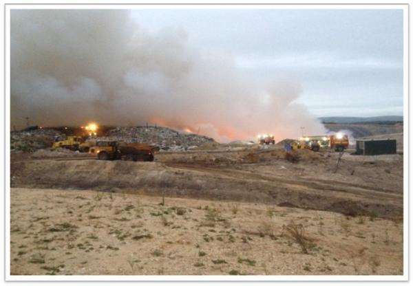 Pictures of the fire at Trigon Landfill site in Wareham. Photo by Dorset Fire and Rescue Service.