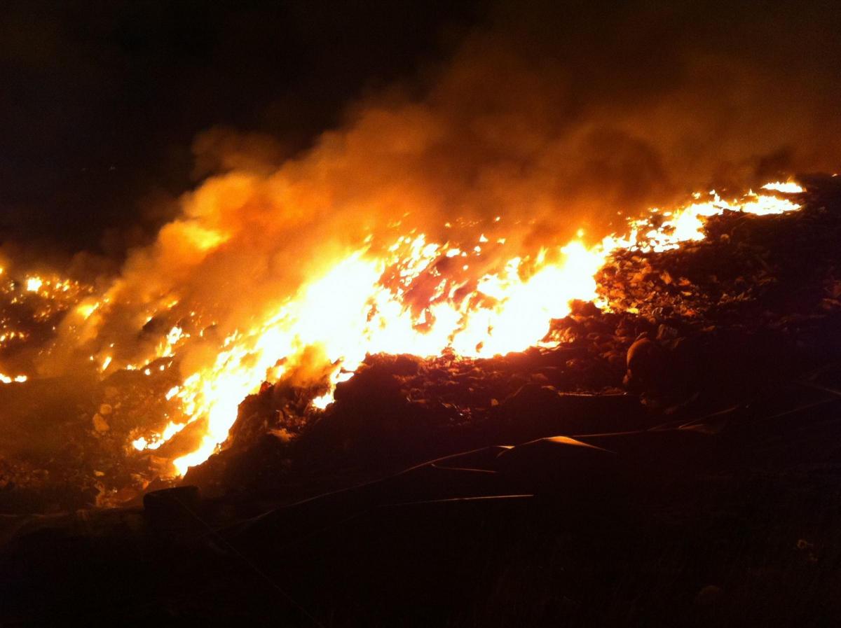 Pictures of the fire at Trigon Landfill site in Wareham. Photo by Dorset Fire and Rescue Service.