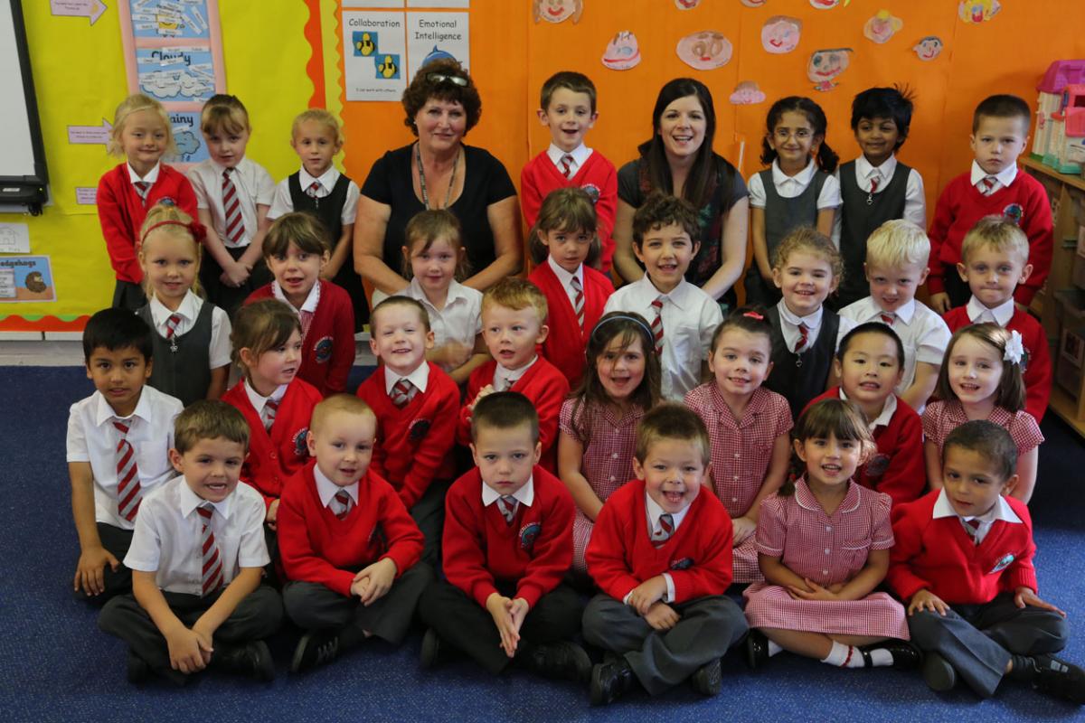Malmesbury Park Primary School with TA Sue Jabbari and teacher Stacey Pipe, right. Picture by Corin Messer.