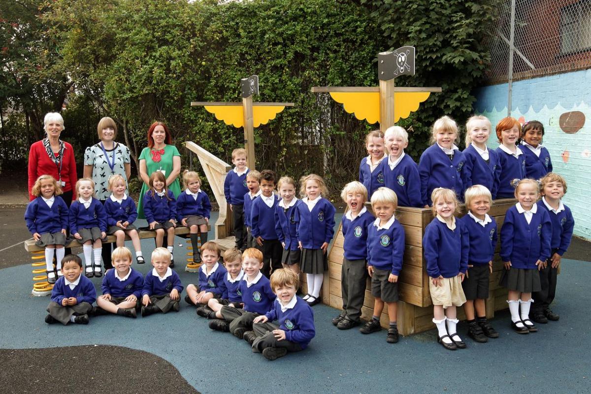 Bees at Courthill Infants School with teacher Heather Lane, centre, TA Shirley Betteridge, left and TA Emma Goddard, right.