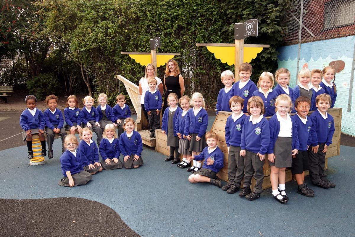 Ladybirds at Courthill Infants School with teacher Sian Pell, right and TA Simone Roaf, left.