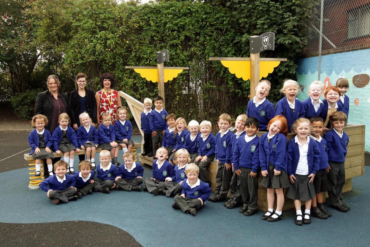 Butterflies at Courthill Infants School with teacher Gemma Rogers, centre, TA Emma Allen, left and learning support Sharon Bethell, right.