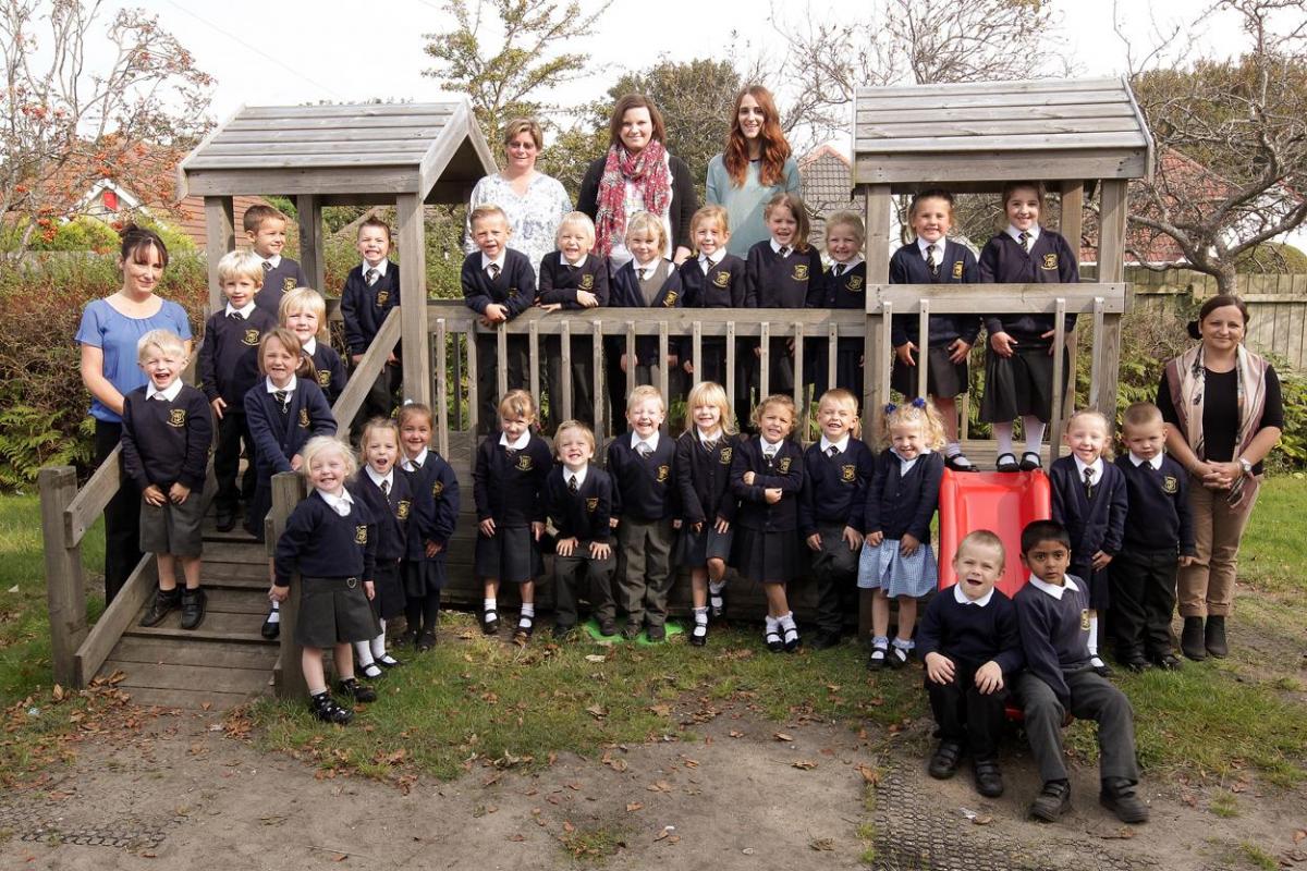 Hedgehogs 1 at St Joseph's Primary School with HLTA Hazel Russell, far left, TA Nikki Stephens, second from left, teacher Toni Olsen, centre, TA Kayleigh Manston, second from right and TA Anna Lesiuk, far right.