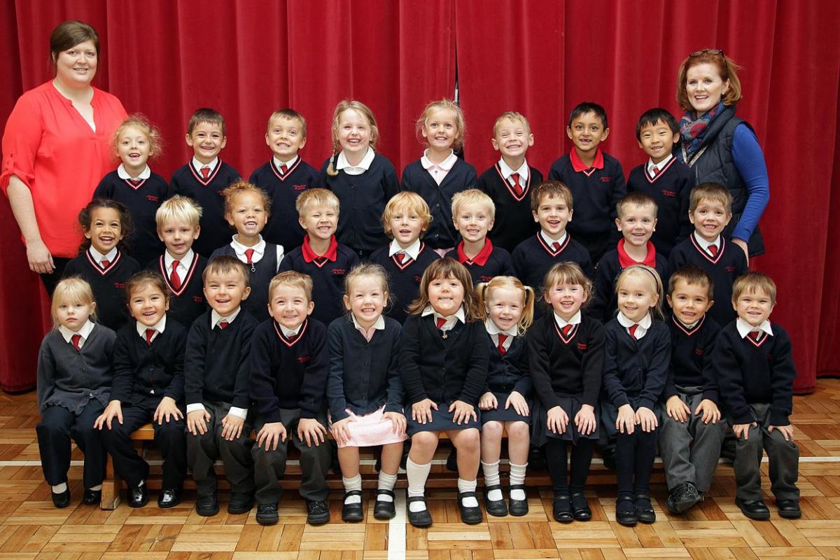 RS class at Moordown St  John's Primary School with teacher Leanne Siggins, left and TA Diane Twomey.