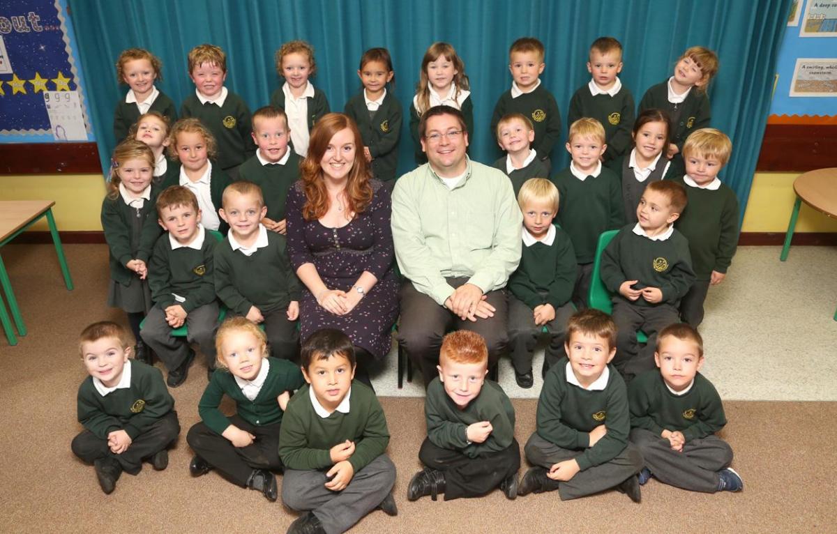 Stars Reception class at Ad Astra Infant School with teacher Miss Walker and TA Mr Guppy.