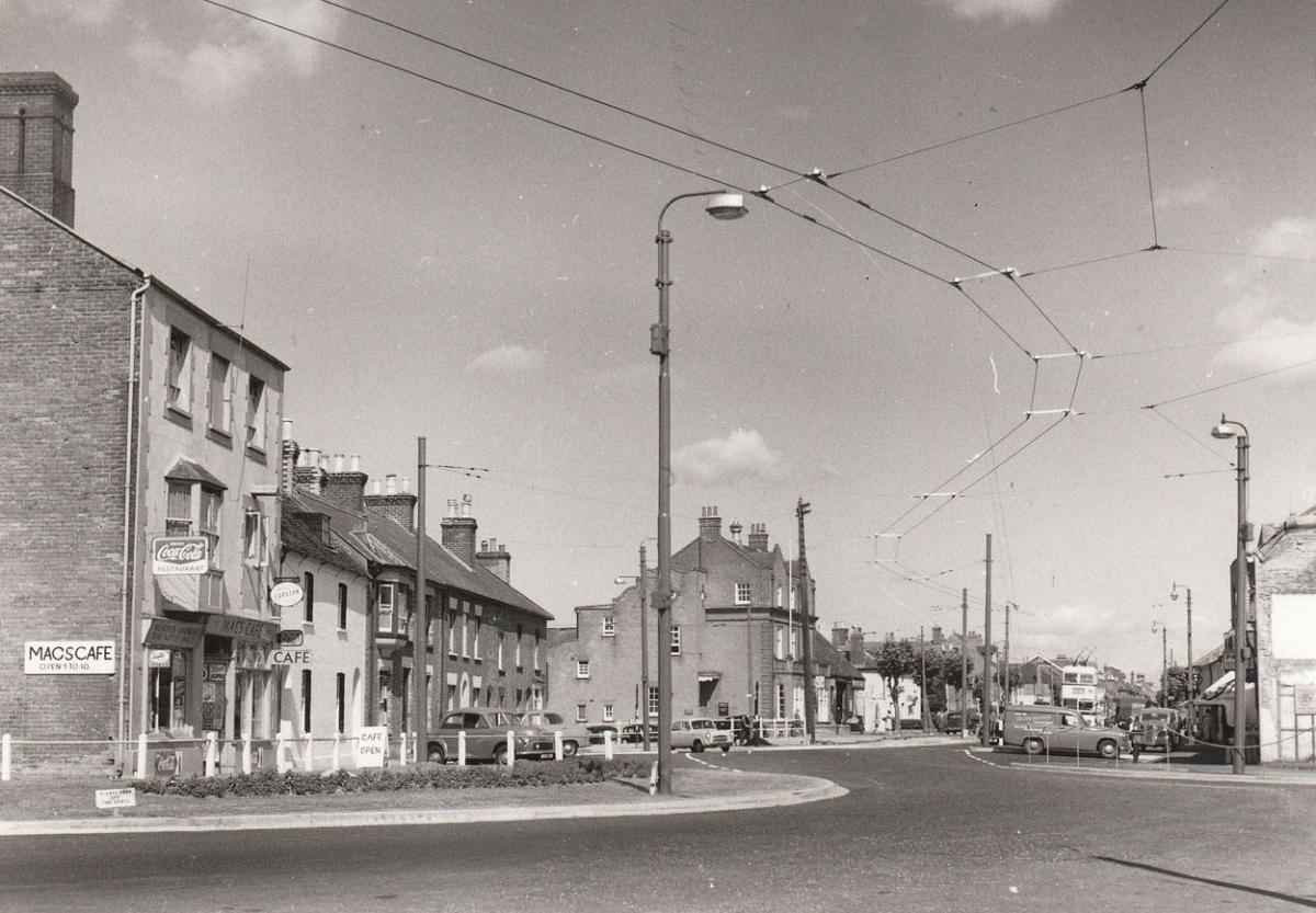 The new roundabout at Bargate in Christchurch in July 1958. Picture taken by Raymond Henry Scott