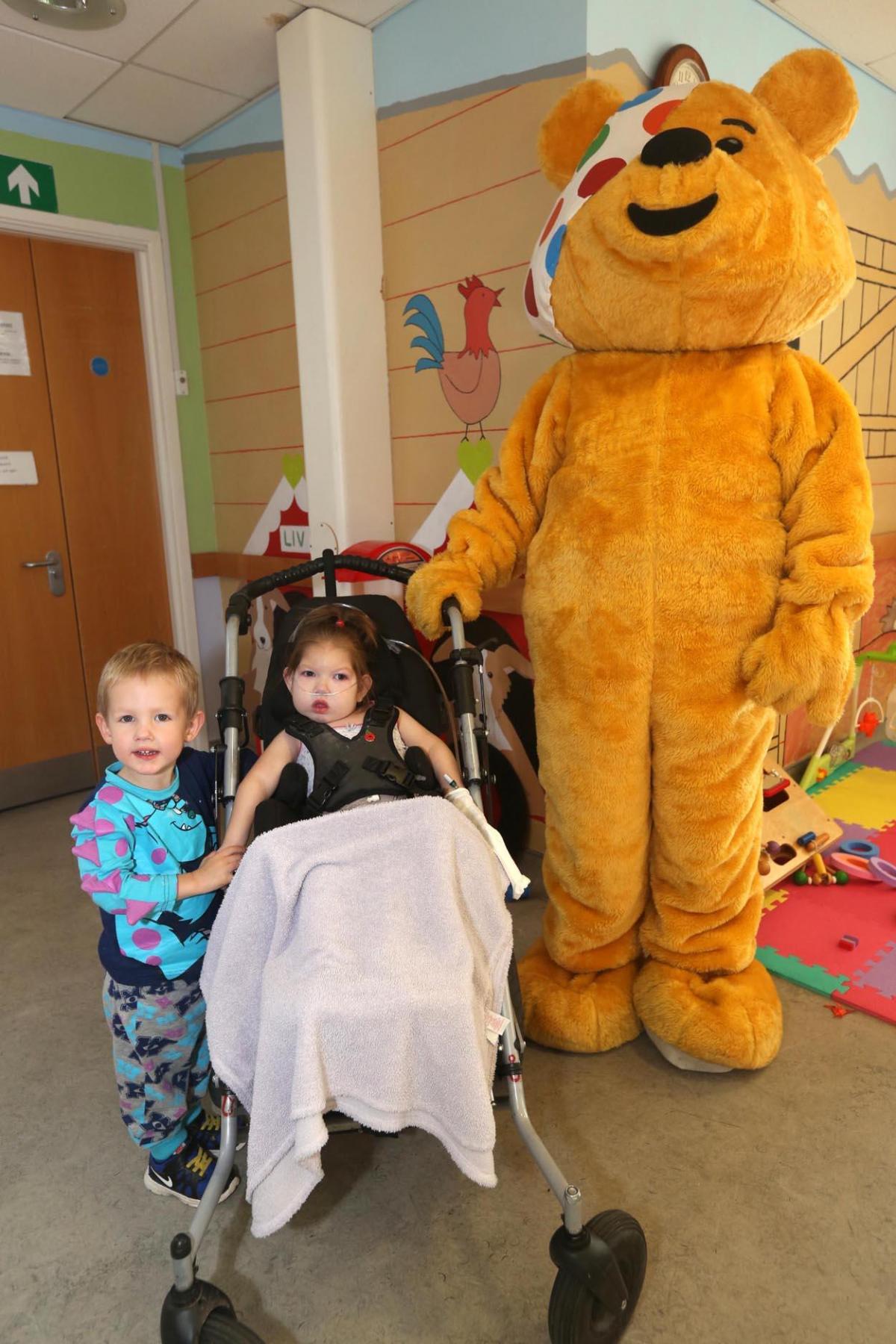 Pudsey Bear visits youngsters at Poole Hospital. Pictures by Jon Beal, Bournemouth Daily Echo. 